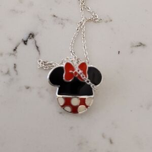 Disney Parks Minnie Mouse ears silver necklace exclusive Retired Like New